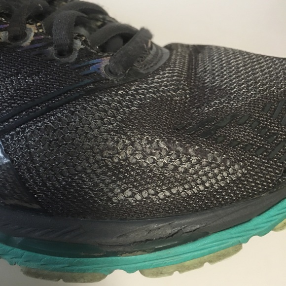 Asics Nimbus lite Colors Womans shoe Sneaker gray black teal reflective Sz 9 - Picture 12 of 14